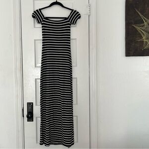 NWT H&M Ribbed Off Shoulder Striped Midi Dress